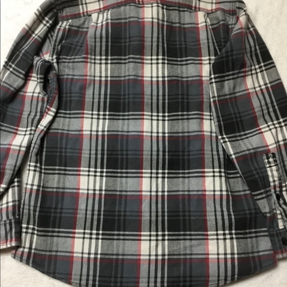 Eddie Bauer Plaid Flannel Button Up Shirt Red, White, Grey Size Medium - Picture 3 of 11